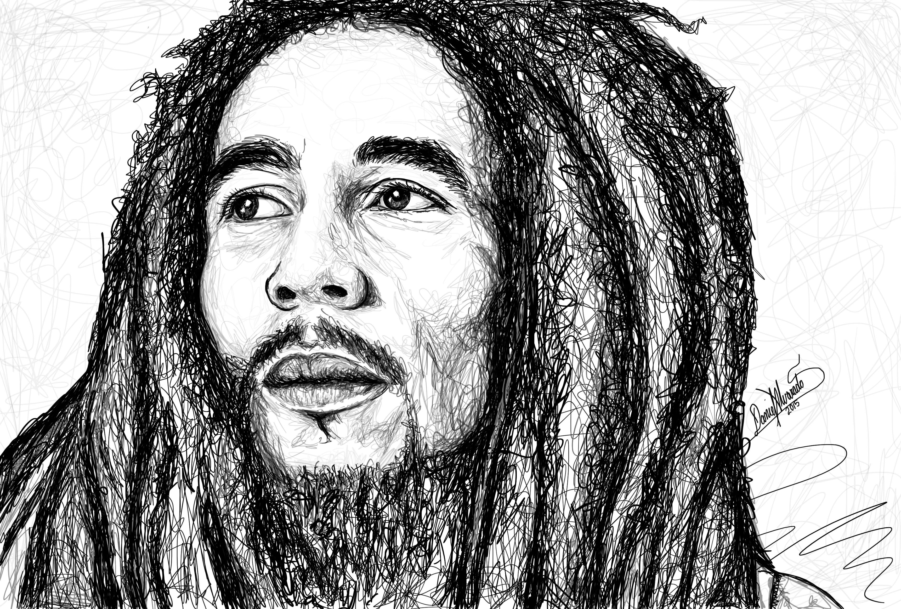 Desenho de Bob Marley feito a lápis grafite