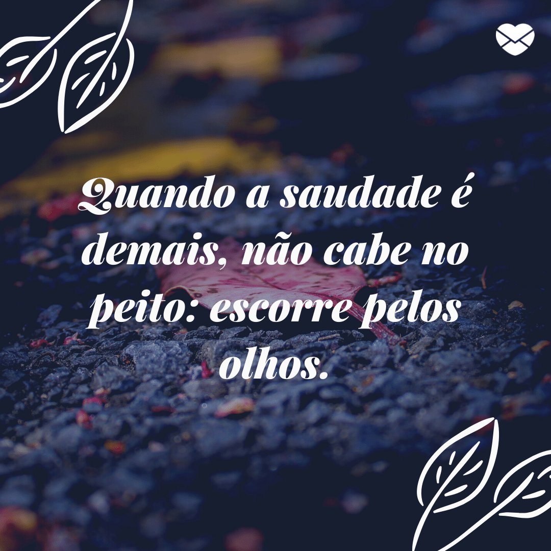 'Quando a saudade é demais, não cabe no peito: escorre pelos olhos.' - Frases de saudades