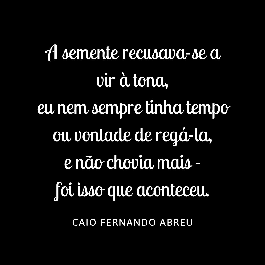 'A semente recusava-se a vir à tona, eu nem sempre tinha tempo ou vontade de regá-la, e não chovia mais - foi isso que aconteceu.' - Frases de Caio Fernando Abreu