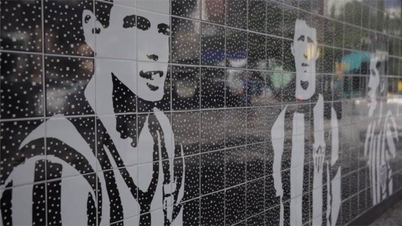 Painel de azulejos do time Atlético Mineiro