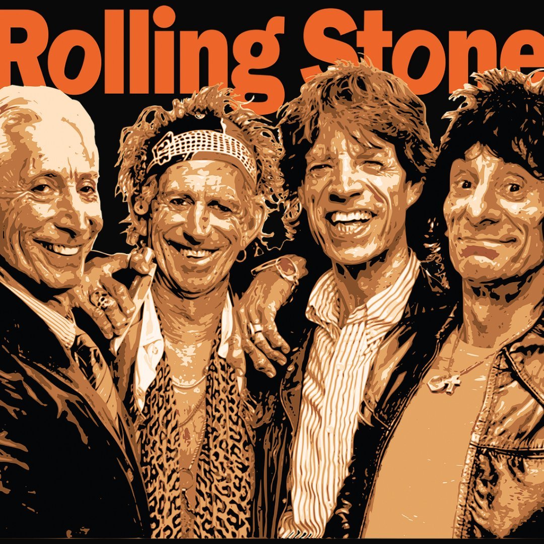 Banda The Rolling Stones na capa de uma revista