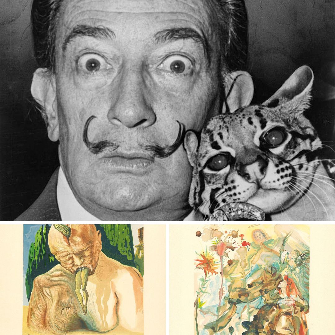 Imagem em gride do Salvador Dalí e suas pinturas