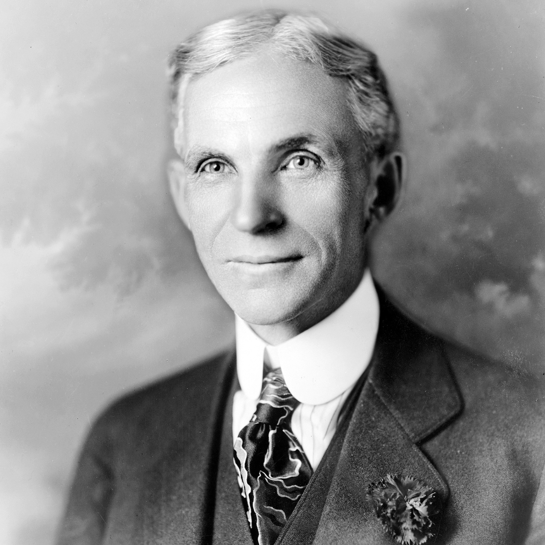 Imagem em preto e branco do magnata Henry Ford