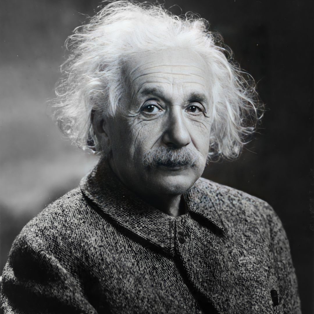 Imagem em preto e branco do físico Albert Einstein