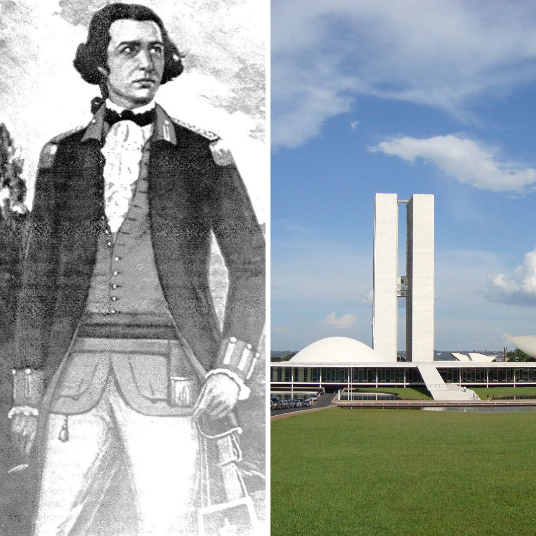 Imagem em gride de Tiradentes e da cidade de Brasília