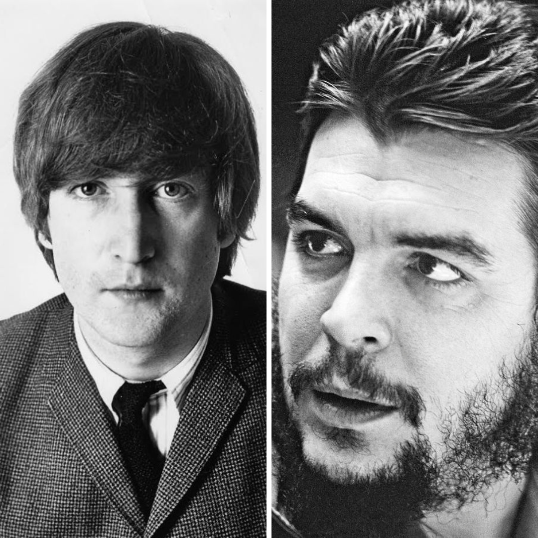 Imagem em gride do cantor John Lennon e do guerrilheiro argentino Che Guevara
