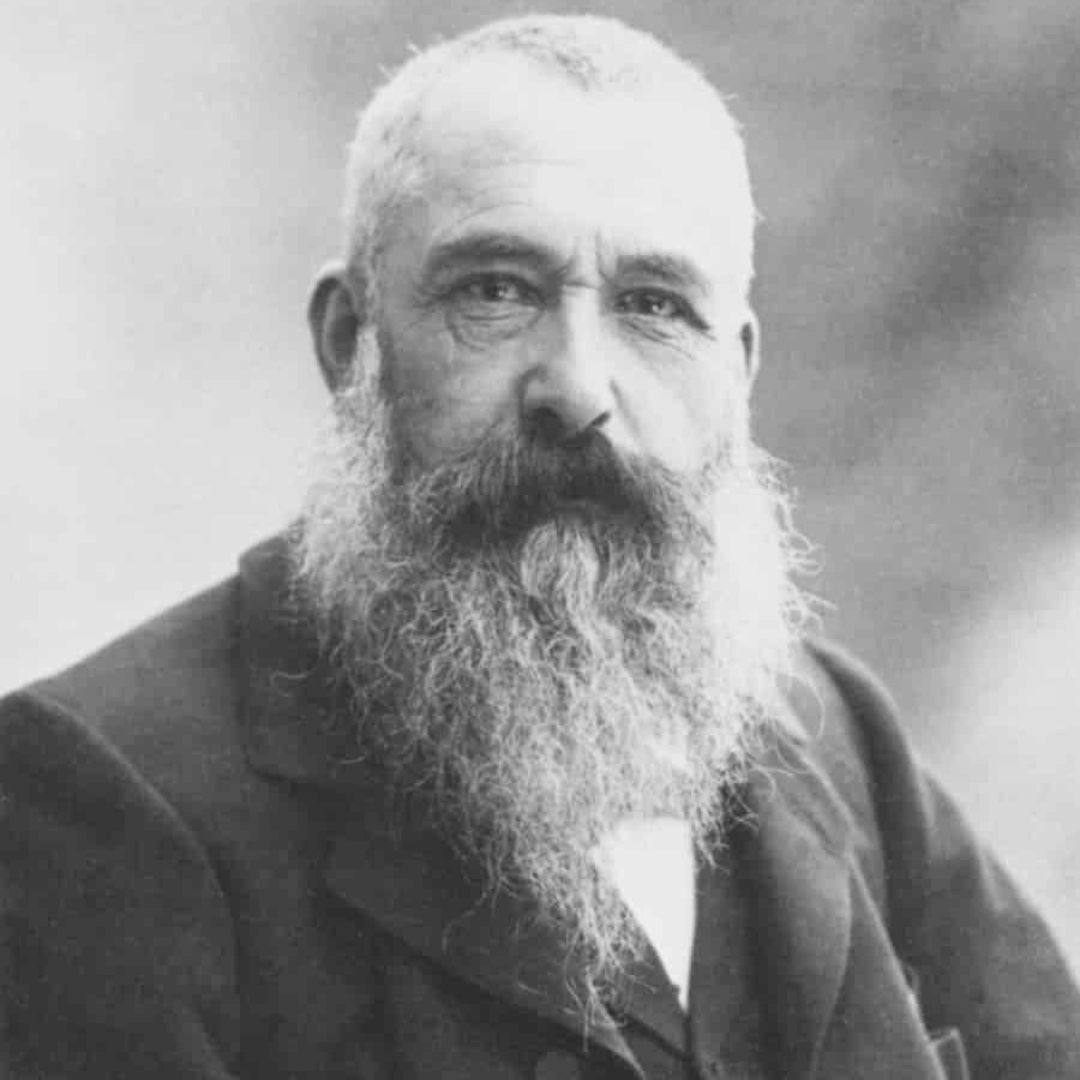 Claude Oscar Monet em um retrato preto e branco