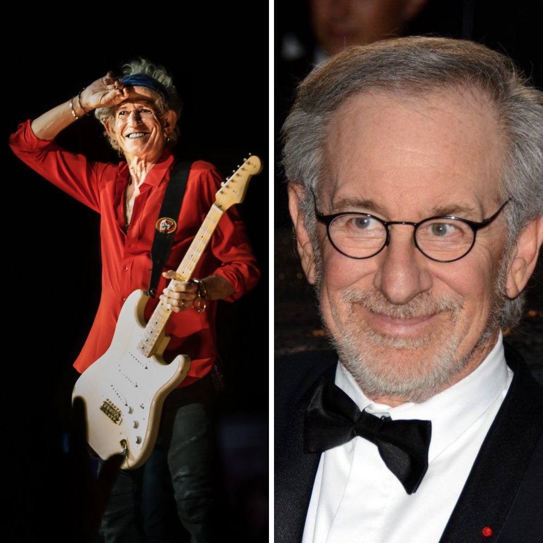 Imagem com duas personalidades: o guitarrista Keith Richards e o cineasta Steven Spielberg