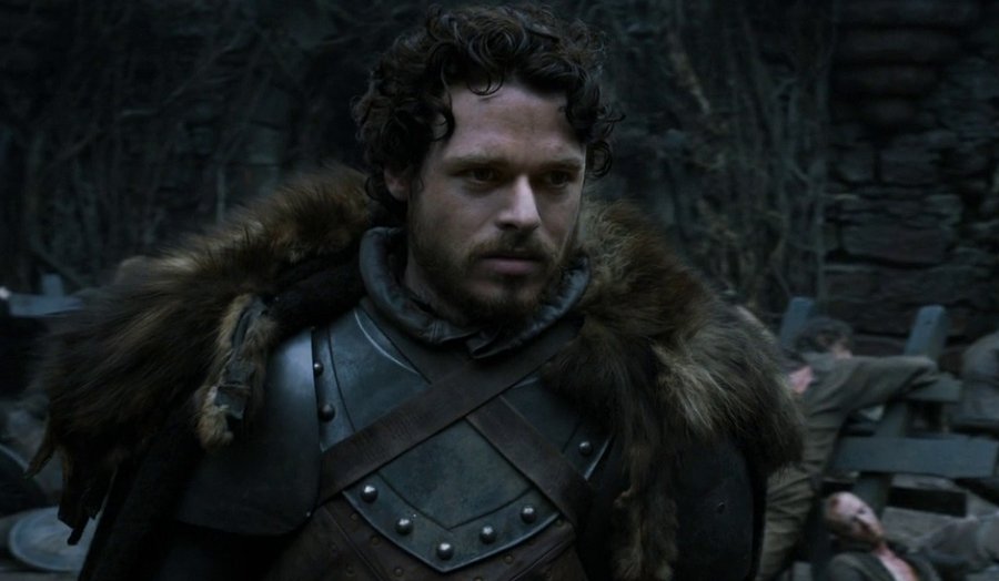 Reprodução/HBO Max Robb Stark vestido com uma armadura olhando sério para frente