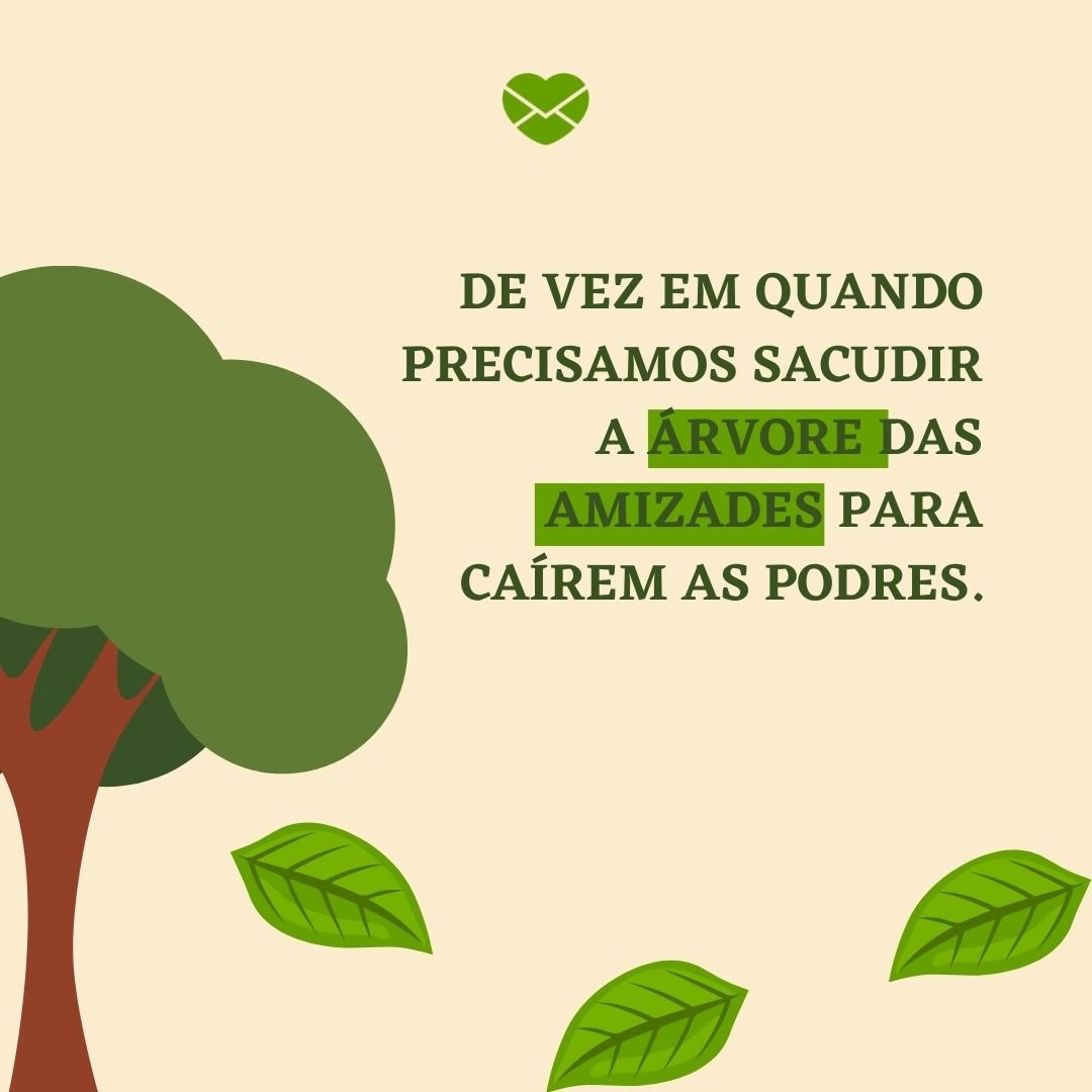 'De vez em quando precisamos sacudir a árvore das amizades para caírem as podres.' - Frases sobre falsas amizades