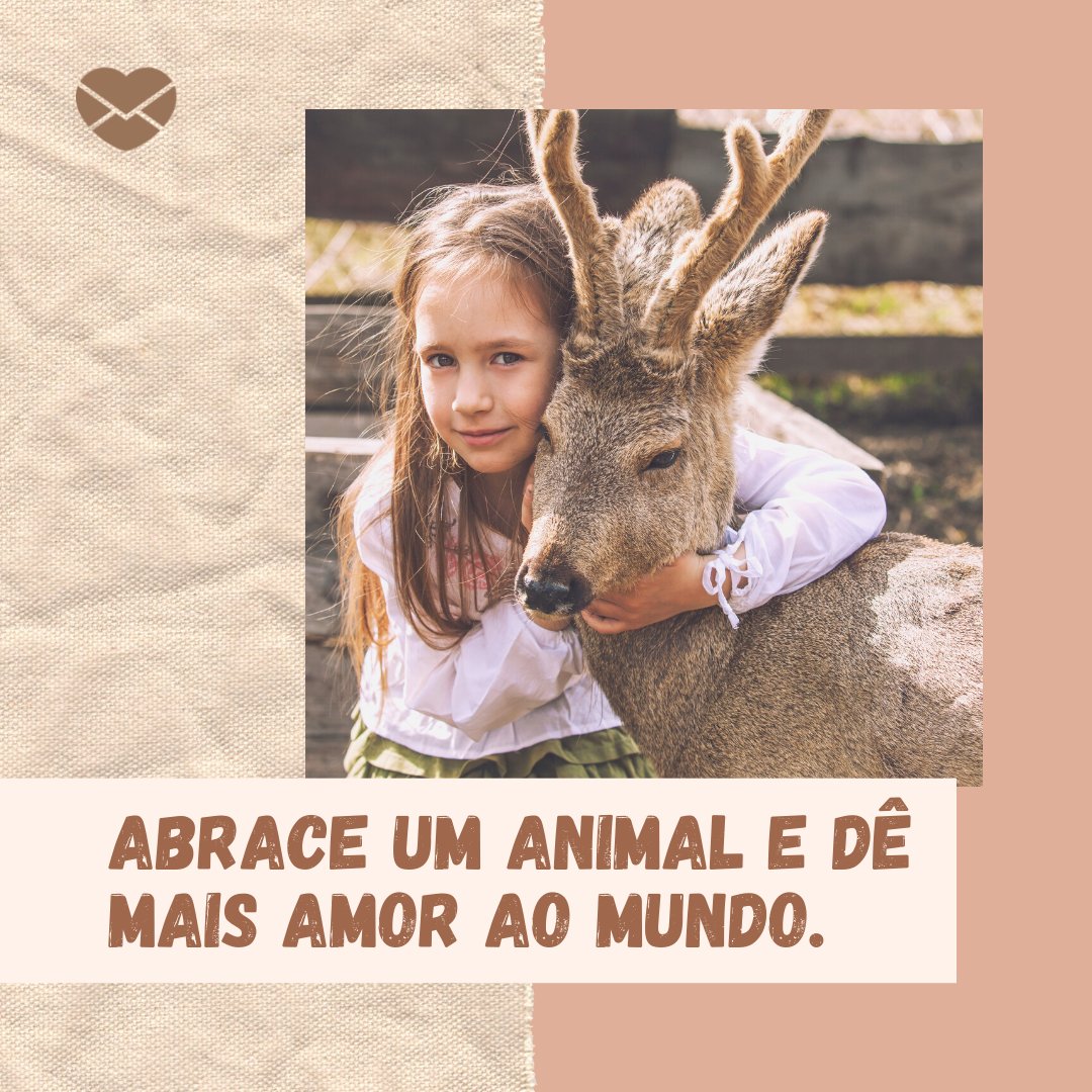 'Abrace um animal e dê mais amor ao mundo.' - Dia dos Animais