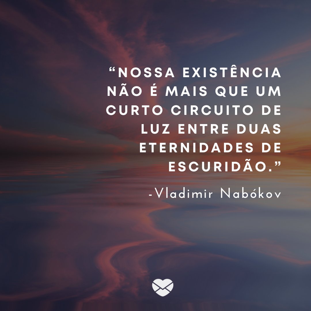 '“Nossa existência não é mais que um curto circuito de luz entre duas eternidades de escuridão.”' Vladimir Nabókov