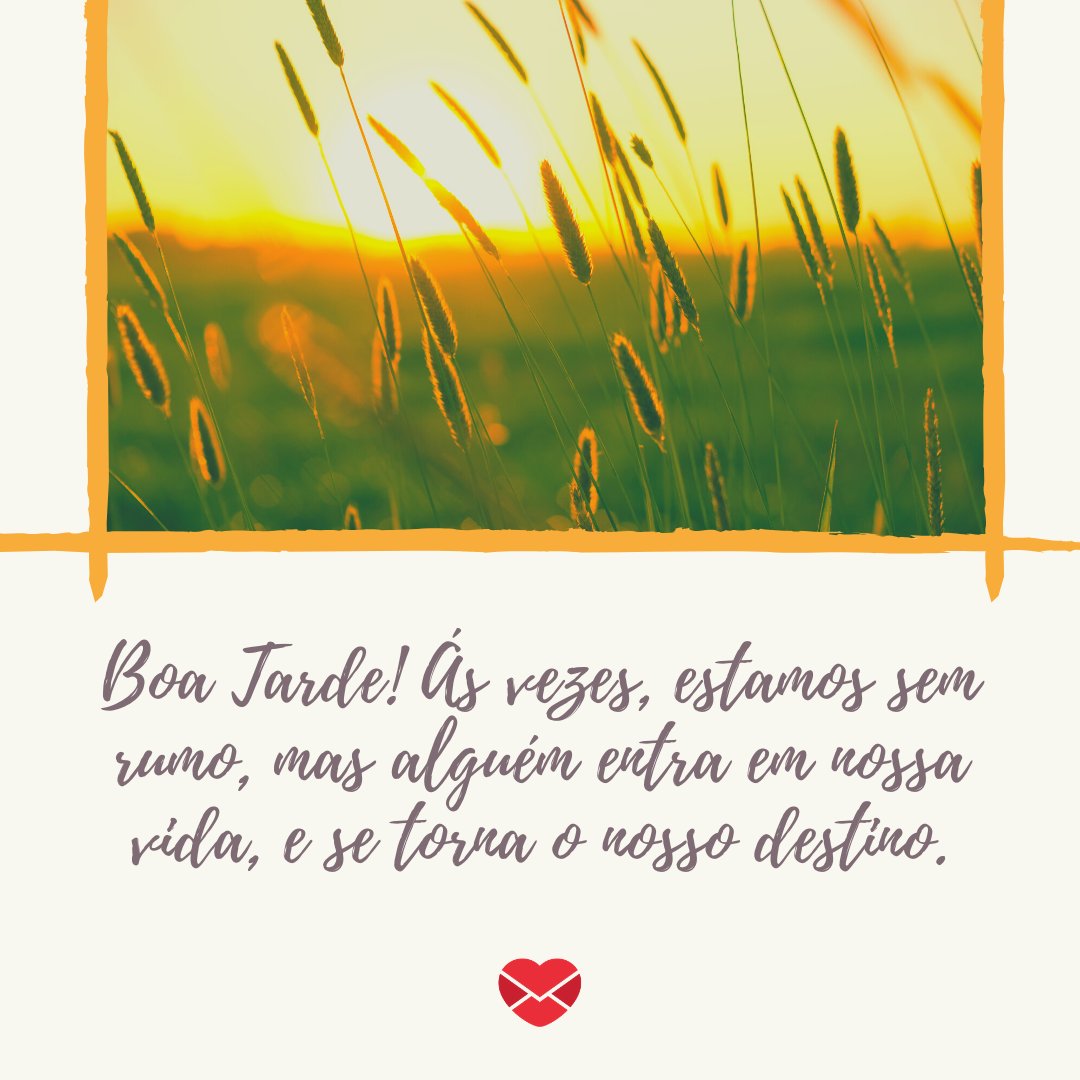 'Boa Tarde! Ás vezes, estamos sem rumo, mas alguém entra em nossa vida, e se torna o nosso destino.' - Mensagens de Boa Tarde