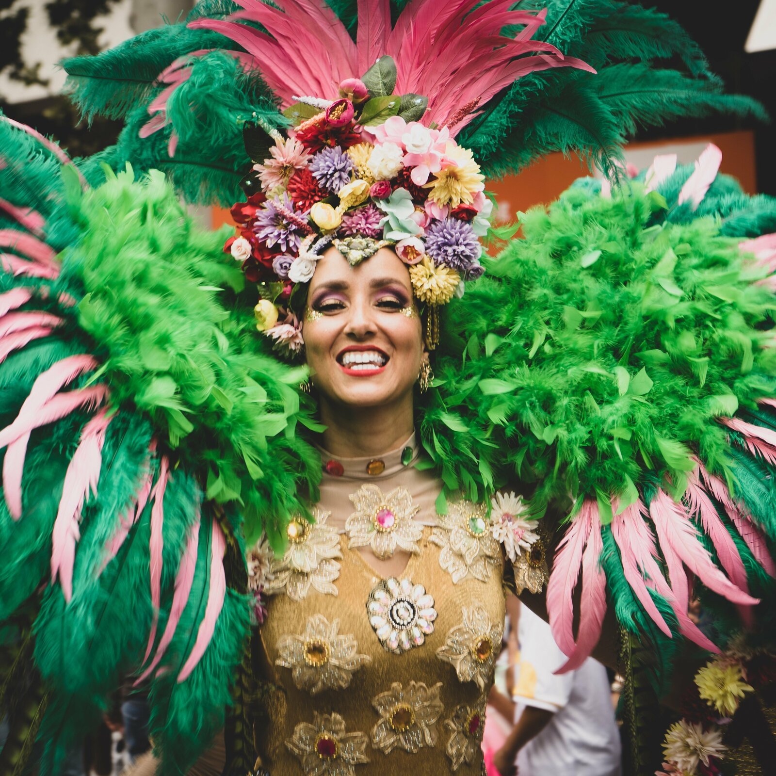 Mulher com as roupas de carnaval