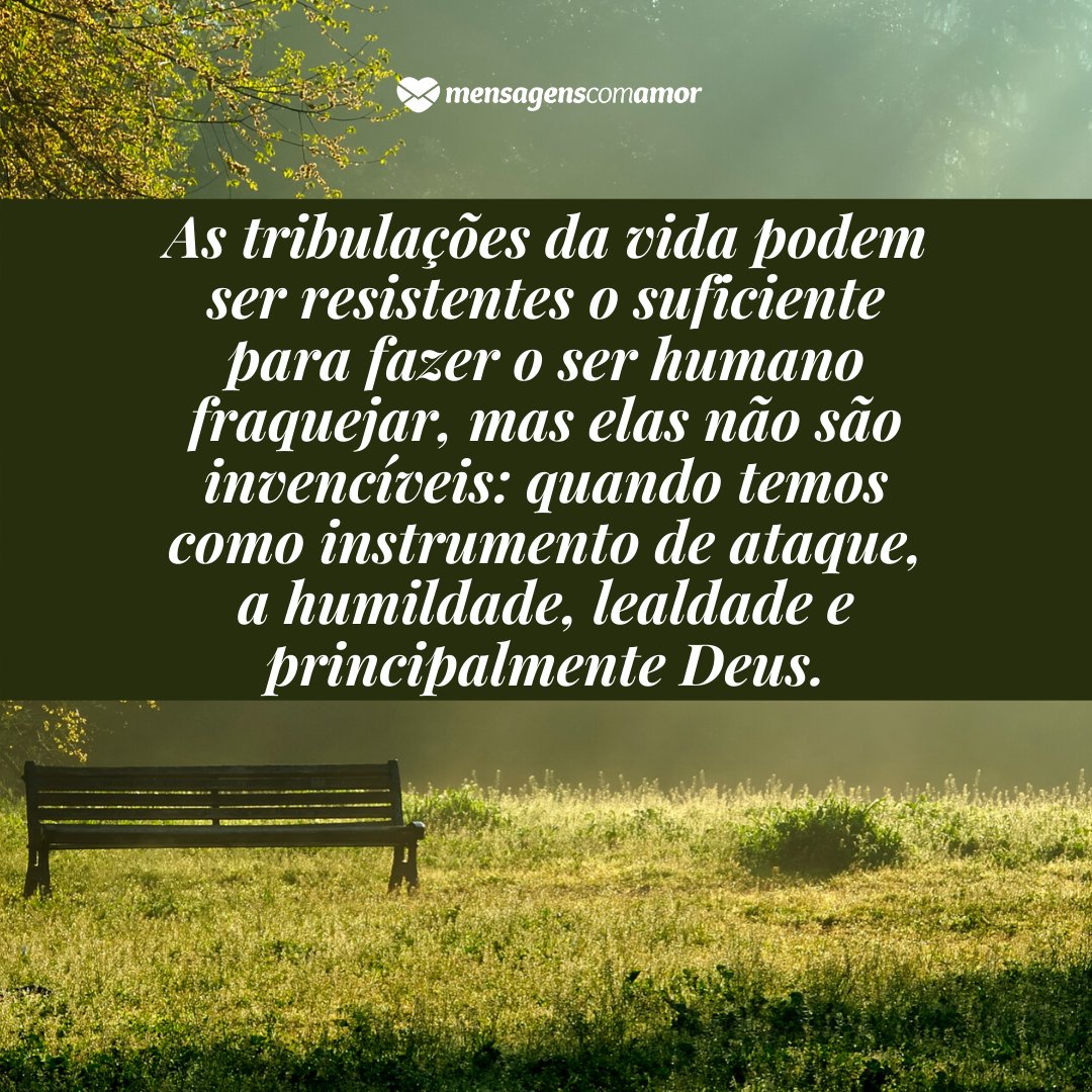 'As tribulações da vida podem ser resistentes o suficiente para fazer o ser humano fraquejar, mas elas não são invencíveis: quando temos como instrumento de ataque, a humildade, lealdade e principalmente Deus.' - Mensagens para espantar a tristeza