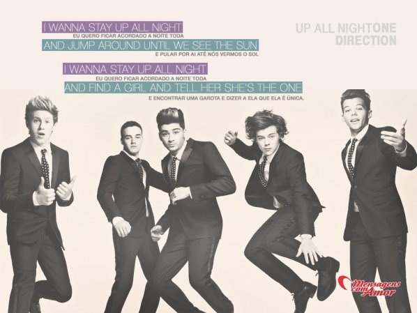 'Eu quero ficar acordado a noite toda e pular por aí até nós vermos o sol. Eu quero ficar acordado a noite toda e encontrar uma garota e dizer a ela que ela é única.' - Imagens de One Direction