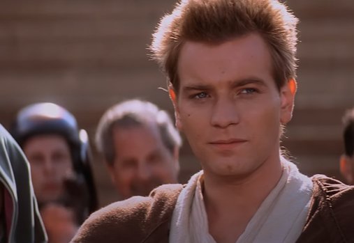 Personagem Obi-Wan Kenobi da saga Star Wars olhando de lado