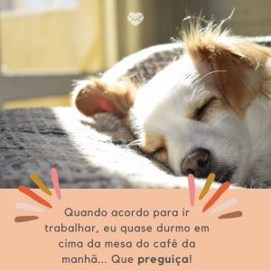 Mensagens Com Amor/ Canva 'Quando acordo para ir trabalhar, eu quase durmo em cima da mesa do café da manhã... Que preguiça!' -Segunda-feira de sono