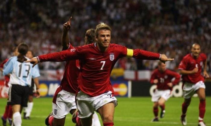 David Beckham jogando na Copa do Mundo.