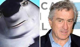 Montagem de personagem Don Lino do filme 'O espanta tubarões' e foto de ator Robert De Niro ao lado