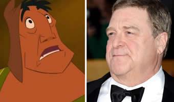 Montagem de personagem Pacha do filme 'A nova onda do imperador' e foto de John Goodman ao lado