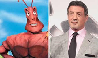 Reprodução internet Montagem de personagem Weaver do filme 'Formiguinhaz' e foto de ator Sylvester Stalone ao lado