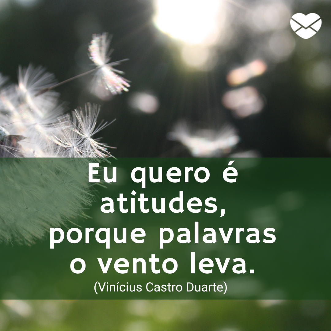 ''Eu quero é atitudes, porque palavras o vento leva.(Vinícius Castro Duarte)'' - Frases sobre Vento