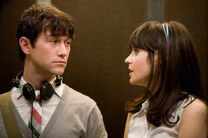 Joseph Gordon-Levitt e Zooey Deschanel atuando em (500) Dias com Ela