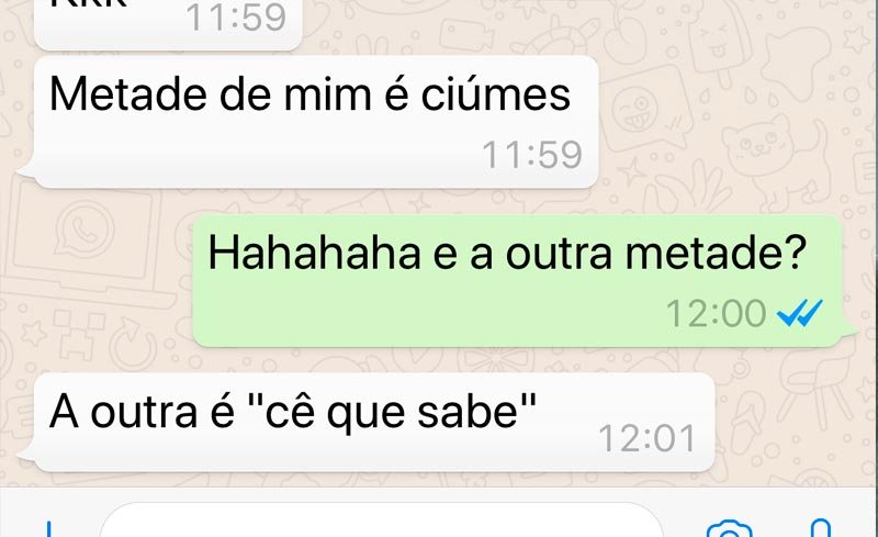 Print de tela de uma conversa de Whatsapp