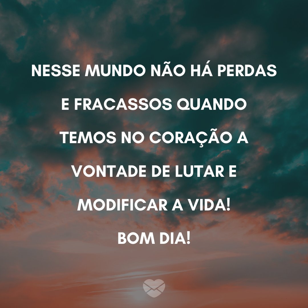 'Nesse mundo não há perdas e fracassos quando temos no coração a vontade de lutar e modificar a vida! Bom dia!' - Recados de Bom Dia