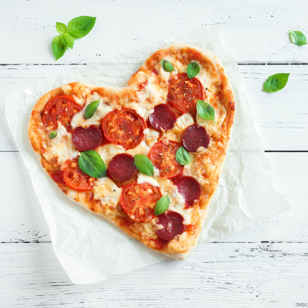 Pizza em formato de coração