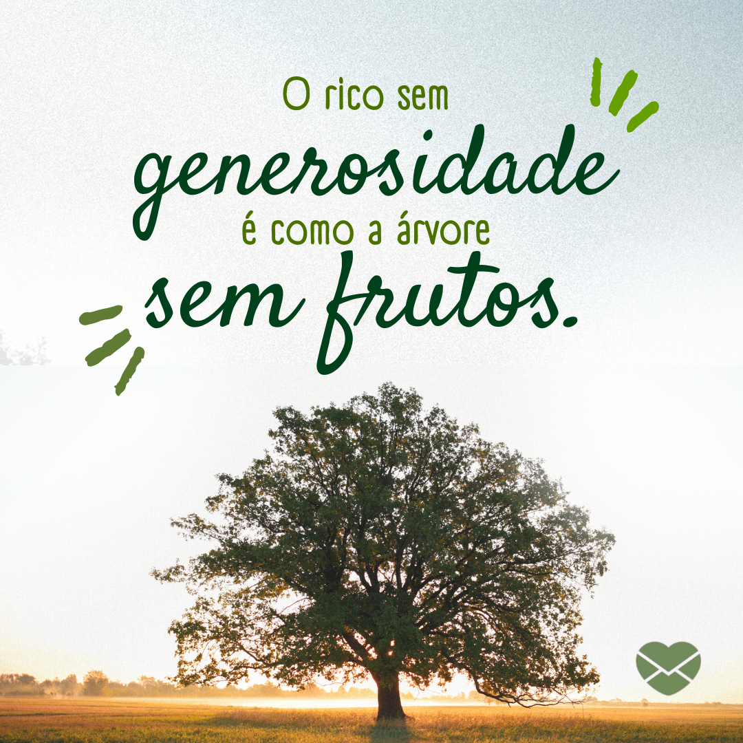 'O rico sem generosidade é como a árvore sem frutos.' - Frases Dia da Árvore