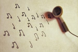 Notas musicais e fone de ouvido