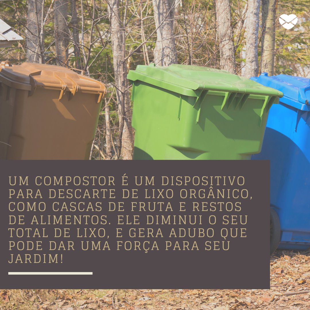'Um compostor é um dispositivo para descarte de lixo orgânico, ...' - 20 Atitudes por um Mundo Melhor