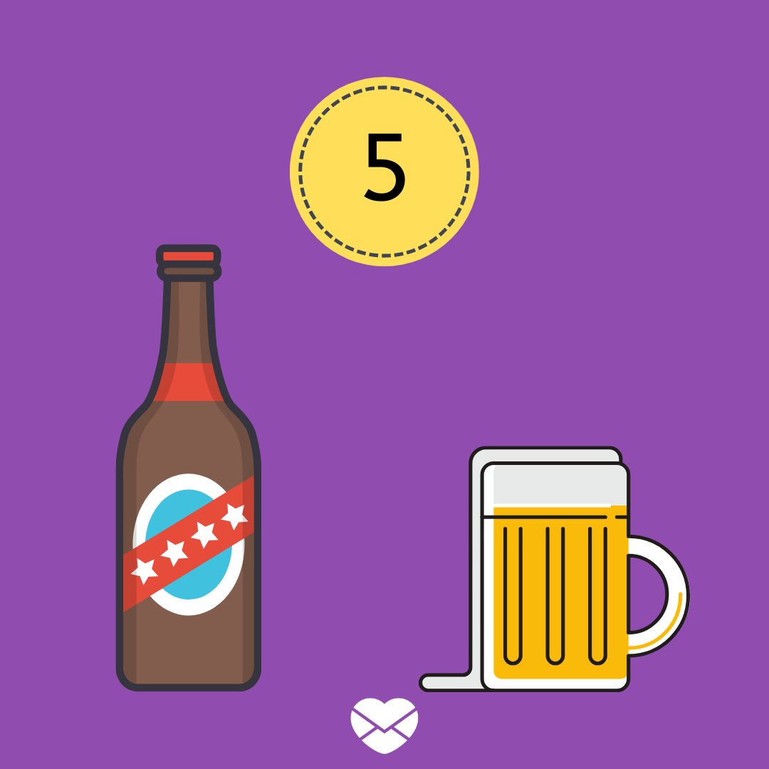 Ilustração com número 5 e garrafa de cerveja e copo de chopp