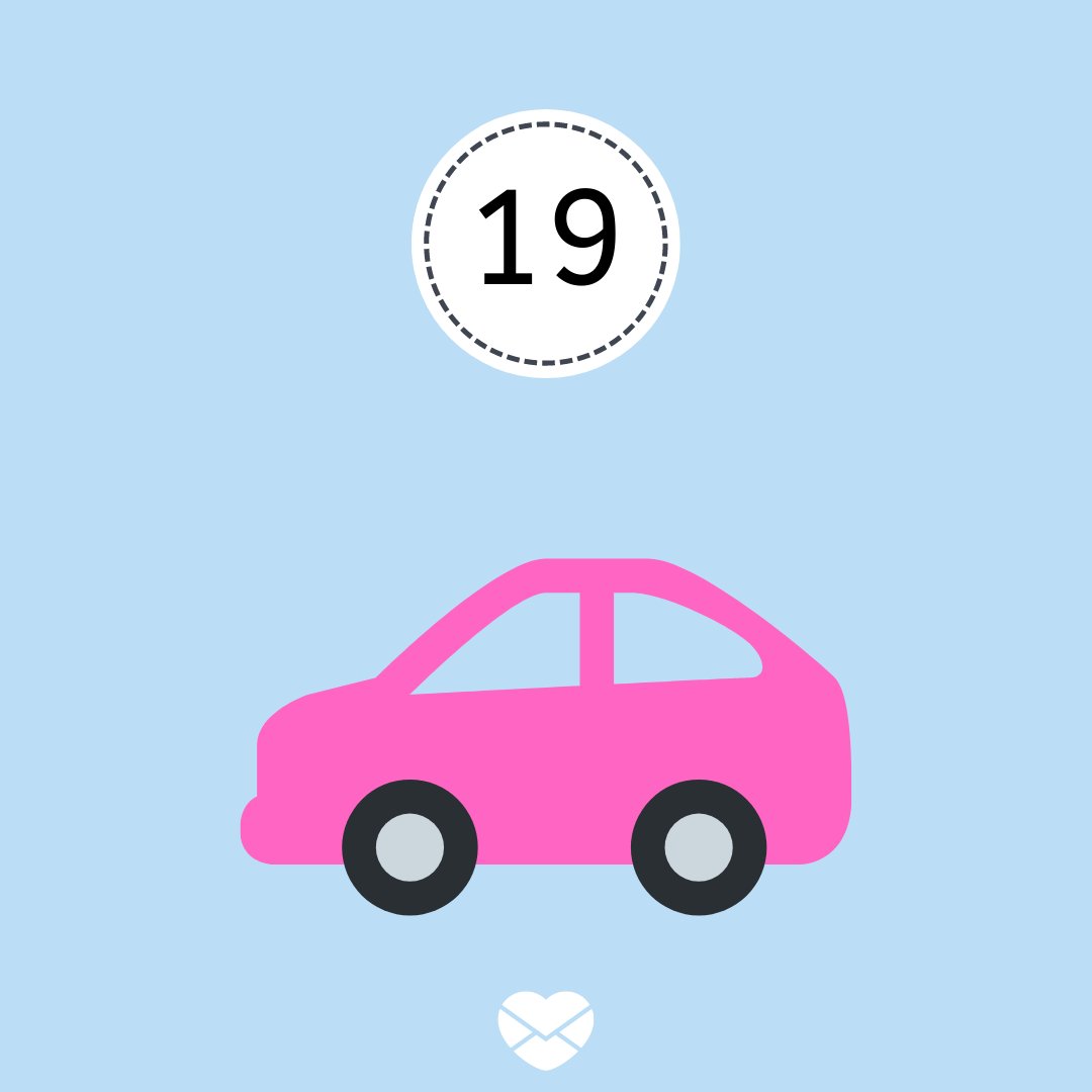 Ilustração com número 19 e carro pink
