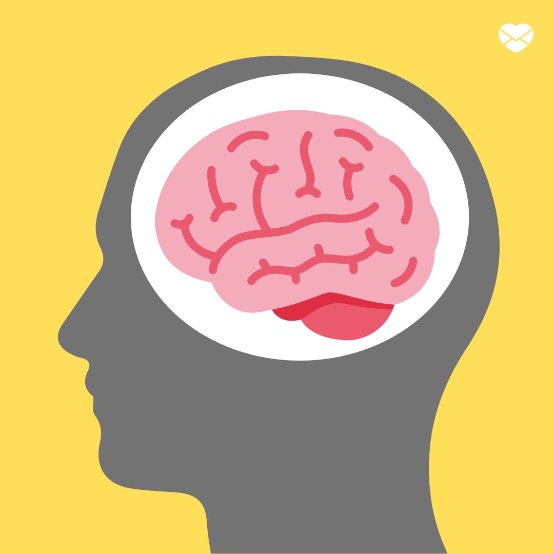 Ilustração de ser humano e cérebro em sua cabeça