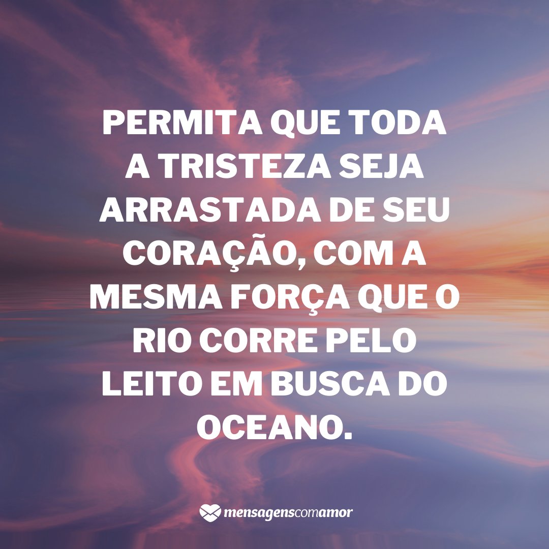 'Permita que toda a tristeza seja arrastada de seu coração, com a mesma força que o rio corre pelo leito em busca do oceano.' - Para acabar com a tristeza