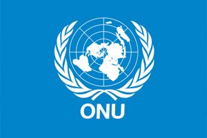 Logo da ONU com fundo azul