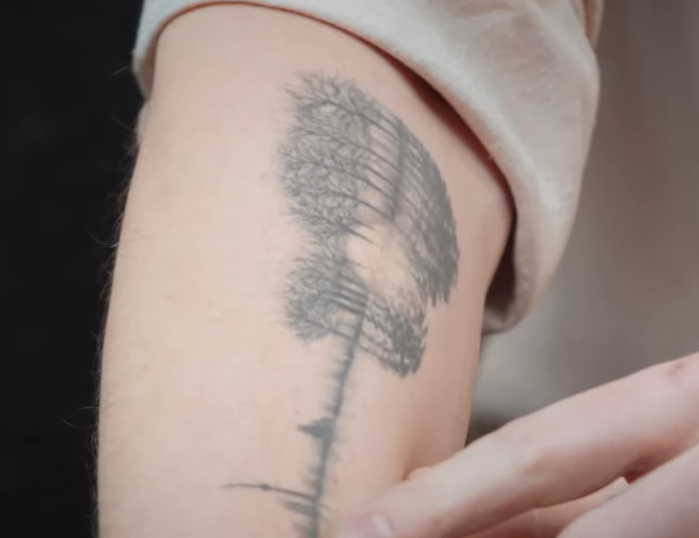 Tatuagem de violão no braço do cantor Shawn Mendes