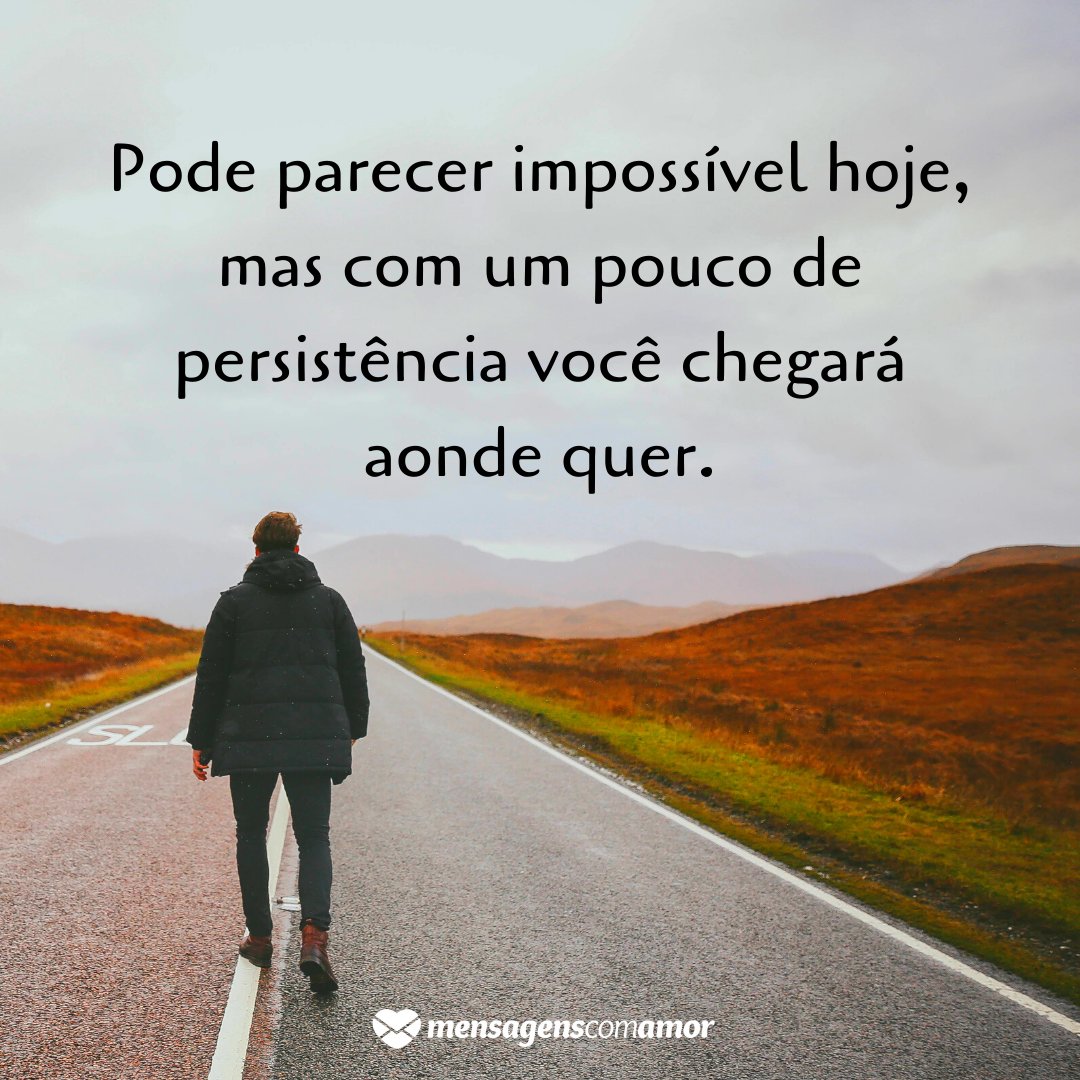 'Pode parecer impossível hoje, mas com um pouco de persistência você chegará aonde quer.' - Você é o único representante do seu sonho