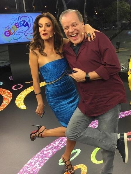 Chico Pinheiro e Monalisa Perrone no estúdio da Globo no Anhembi