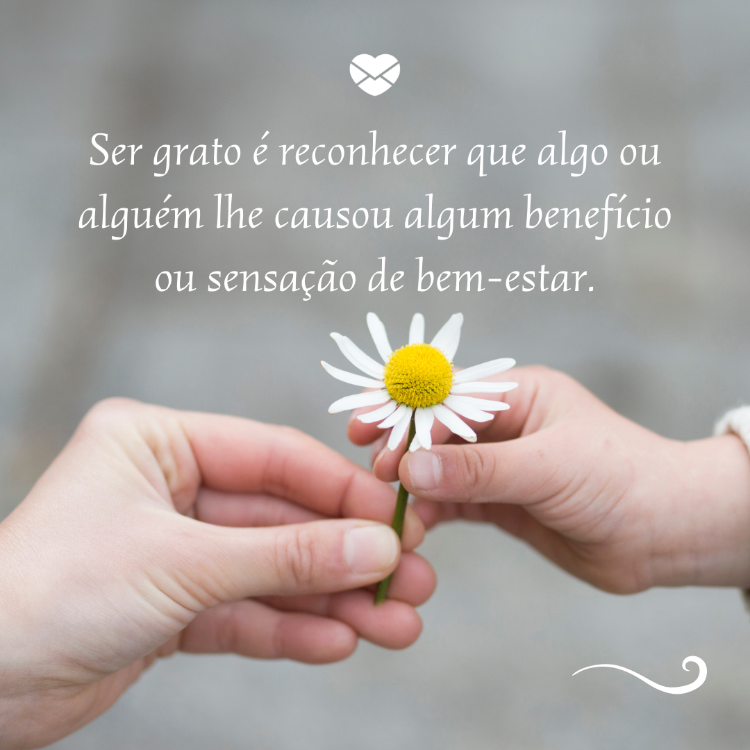 'Ser grato é reconhecer que algo ou alguém lhe causou algum benefício ou sensação de bem-estar'. Foto encontrada em Seja Grato!