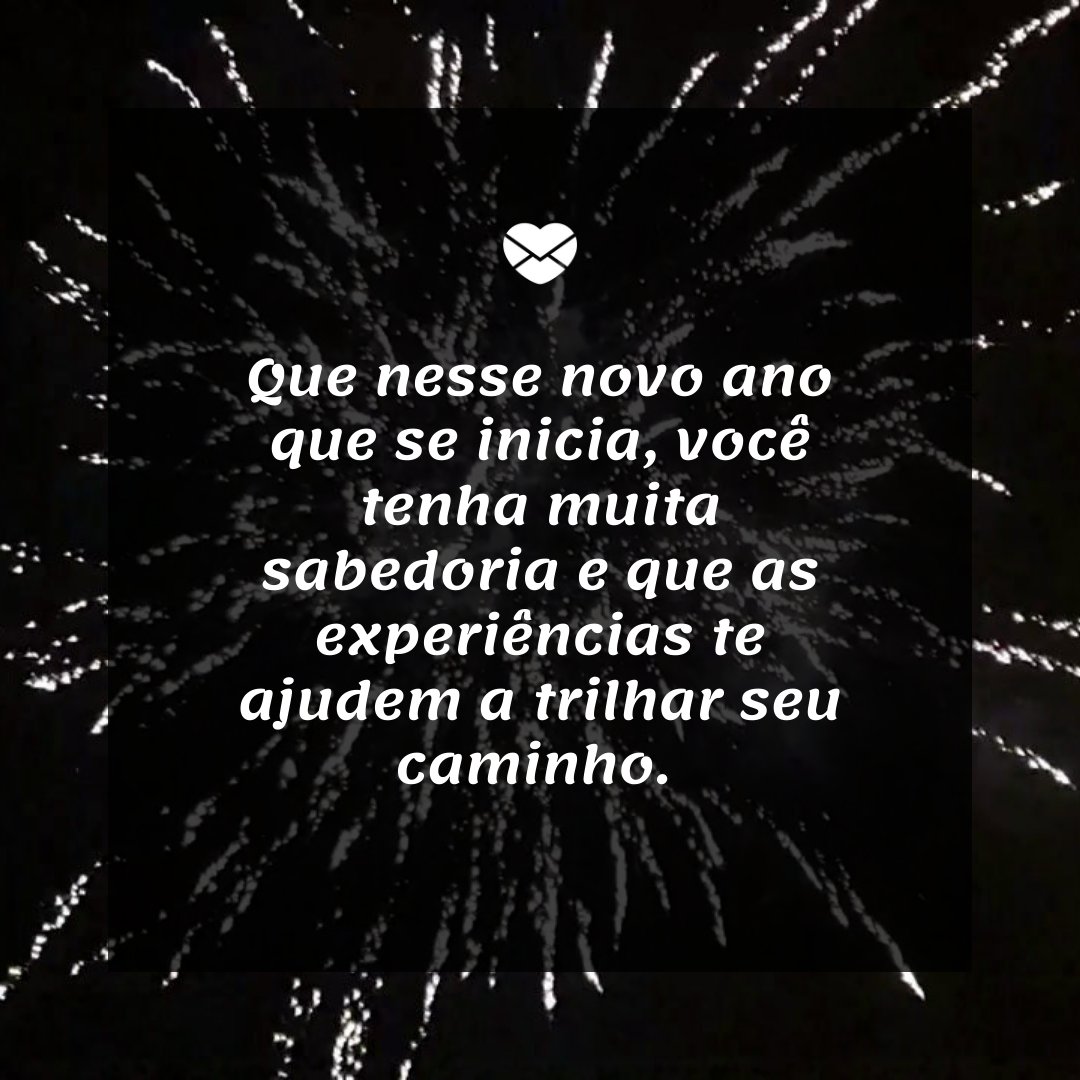 'Que nesse novo ano que se inicia, você tenha muita sabedoria e que as experiências te ajudem a trilhar seu caminho. ' -