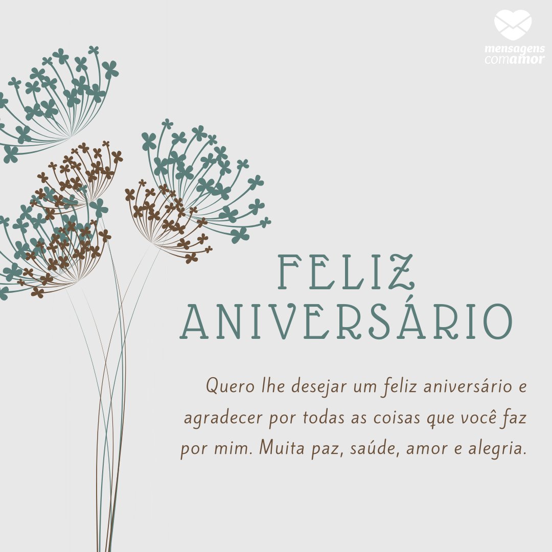 Mensagens Com Amor | Canva 'Quero lhe desejar um feliz aniversário e agradecer por todas as coisas que você faz por mim. Muita paz, saúde, amor e alegria.' - Mensagens de aniversário para a sogra