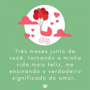 Mensagens Com Amor/Canva 'Três meses junto de você, tornando a minha vida mais feliz, me ensinando o verdadeiro significado do amor. ' -Mensagens para bebê de 3 meses