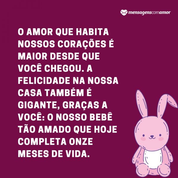 Mensagens Com Amor | Canva 'O amor que habita nossos corações é maior desde que você chegou. A felicidade na nossa casa também é gigante, graças a você: o nosso bebê tão amado que hoje completa onze meses de vida.' - Mensagens para bebê de 11 meses