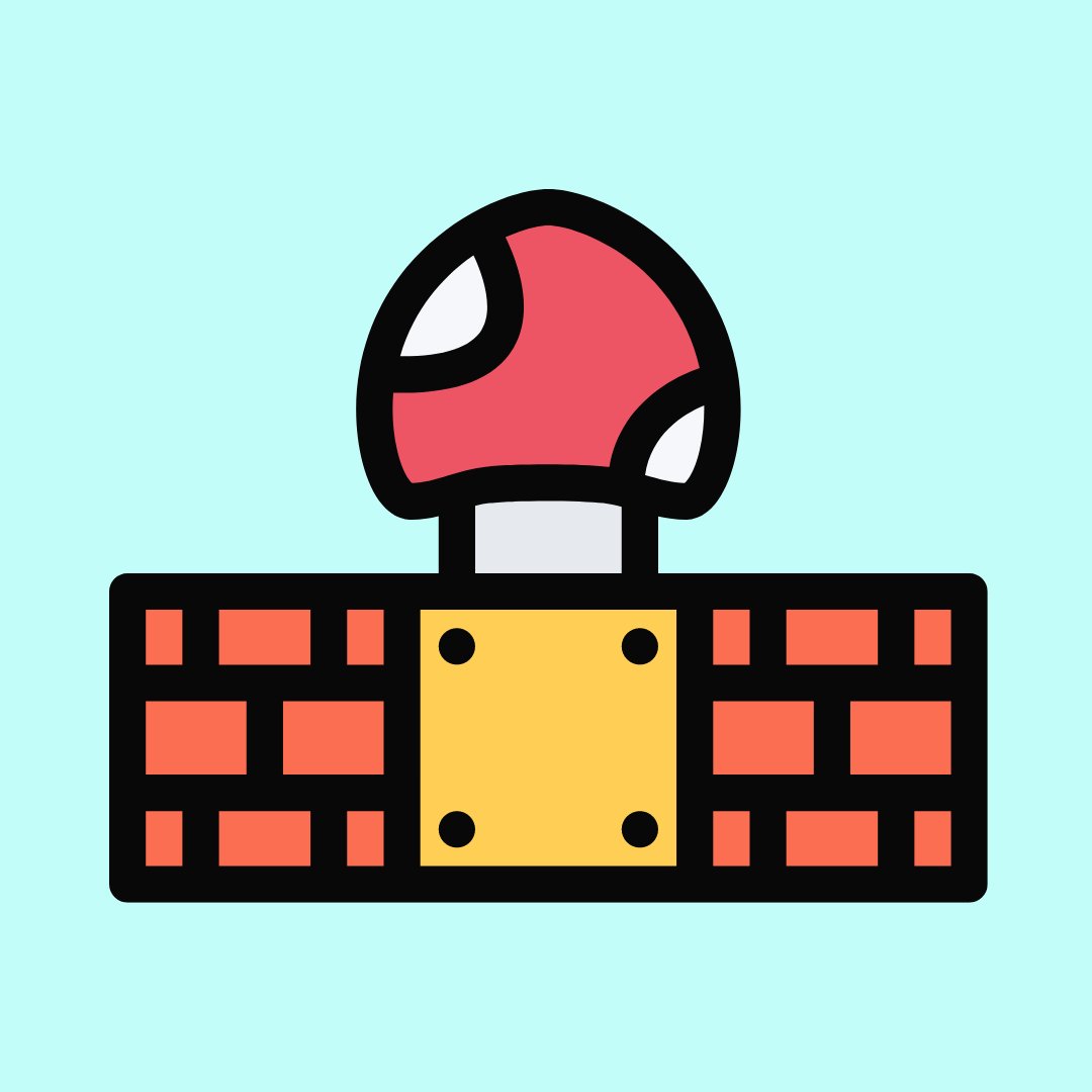Ilustração de tijolos e cogumelo do jogo Super Mario