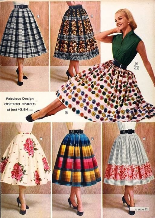 vestidos e saias anos 60