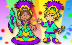 SmartKids Ilustração de bonecos de porta-bandeira e mestre sala